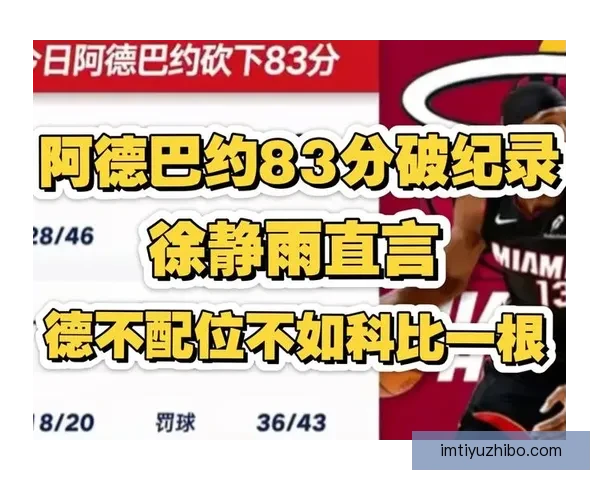 小波特誓言打破阿德巴约83分纪录 以此捍卫科比尊严